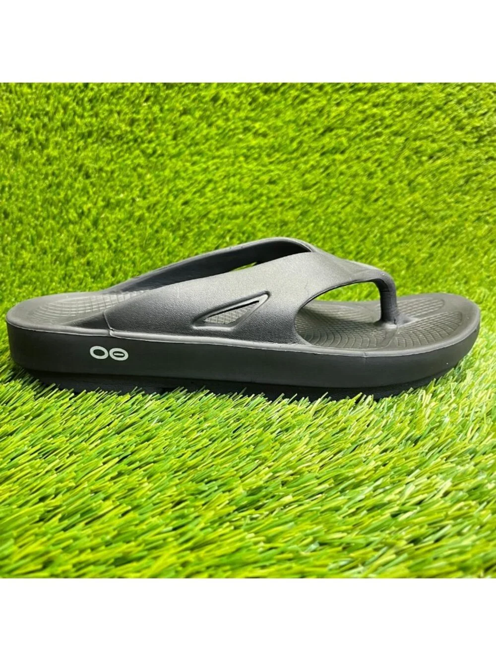 Oofos OOriginal Mens Size 8 Womens 10 Black Outdoor Recovery Thong Sandals Shoes